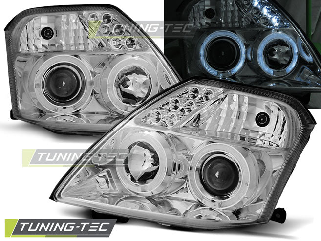 Tuning-Tec LED Angel Eyes Scheinwerfer für Citroen C2 03-10 chrom