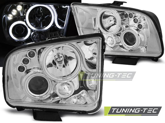 Tuning-Tec LED Angel Eyes Scheinwerfer für Ford Mustang IV 04-09 chrom