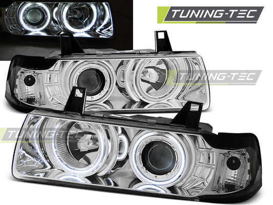 Tuning-Tec CCFL Angel Eyes Scheinwerfer für BMW 3er E36 Coupe/Cabrio 90-99 chrom