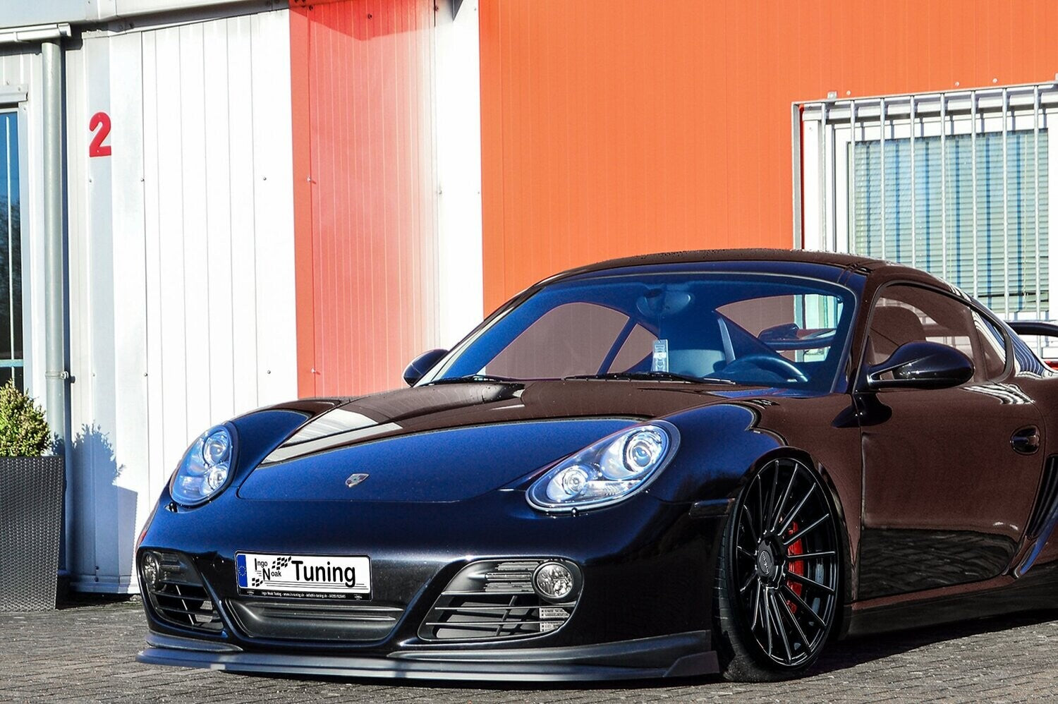 CUP Frontspoilerlippe ABS mit Seitenwing Porsche Cayman 987 Schwarz Glanz