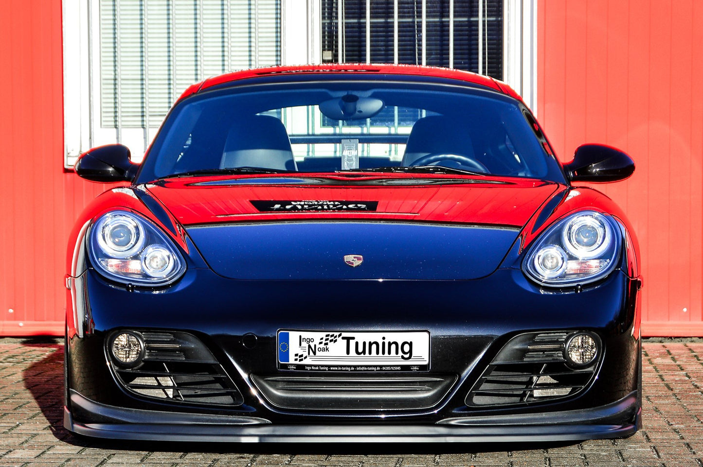 CUP Frontspoilerlippe ABS mit Seitenwing Porsche Cayman 987 Schwarz Matt