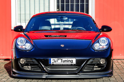 CUP Frontspoilerlippe ABS mit Seitenwing Porsche Cayman 987 Schwarz Matt