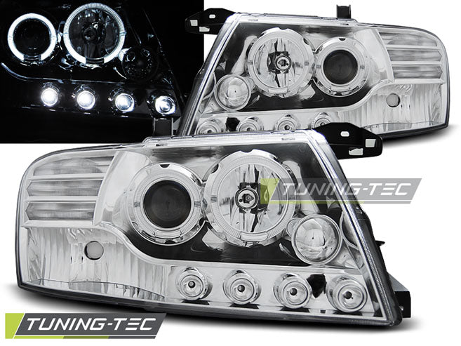 Tuning-Tec LED Angel Eyes Scheinwerfer für Mitsubishi Pajero V60 00-06 chrom