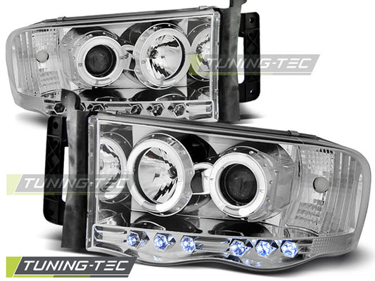 Tuning-Tec LED Angel Eyes Scheinwerfer für Dodge RAM 02-06 chrom