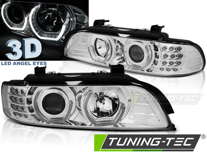 Tuning-Tec LED 3D Angel Eyes Scheinwerfer für BMW 5er E39 95-03 chrom