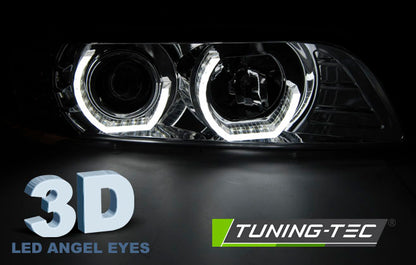 Tuning-Tec LED 3D Angel Eyes Scheinwerfer für BMW 5er E39 95-03 chrom