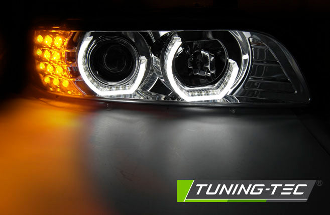 Tuning-Tec LED 3D Angel Eyes Scheinwerfer für BMW 5er E39 95-03 chrom