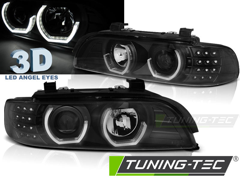 Tuning-Tec LED 3D Angel Eyes Scheinwerfer für BMW 5er E39 95-03 schwarz