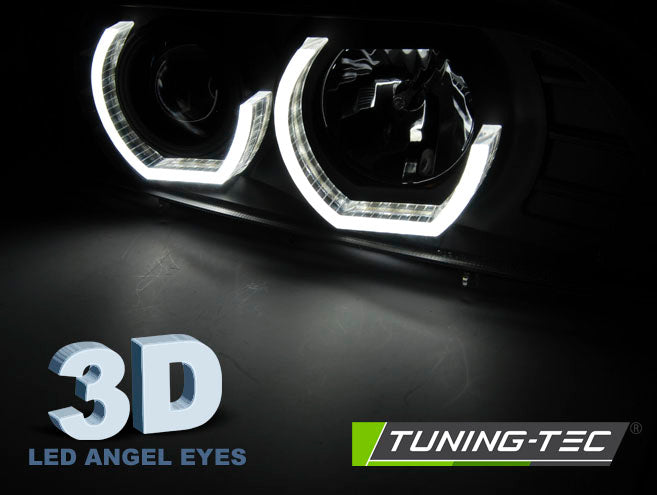 Tuning-Tec LED 3D Angel Eyes Scheinwerfer für BMW 5er E39 95-03 schwarz