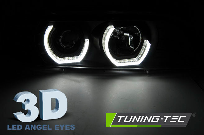 Tuning-Tec LED 3D Angel Eyes Scheinwerfer für BMW 5er E39 95-03 schwarz