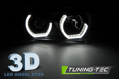 Tuning-Tec LED 3D Angel Eyes Scheinwerfer für BMW 5er E39 95-03 schwarz
