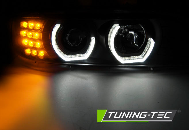 Tuning-Tec LED 3D Angel Eyes Scheinwerfer für BMW 5er E39 95-03 schwarz