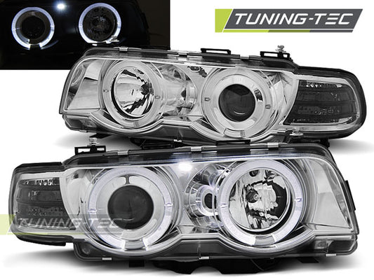 Tuning-Tec LED Angel Eyes Scheinwerfer für BMW 7er E38 Facelift 98-01 chrom