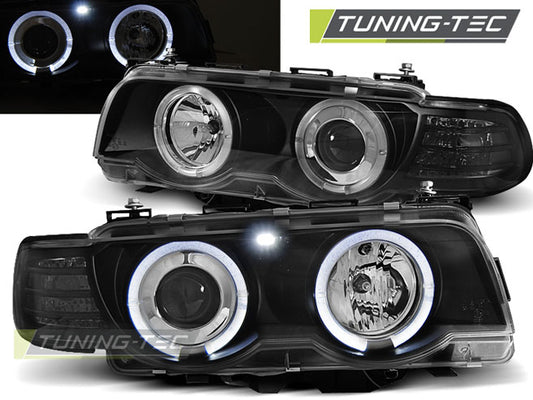 Tuning-Tec LED Angel Eyes Scheinwerfer für BMW 7er E38 Facelift 98-01 schwarz