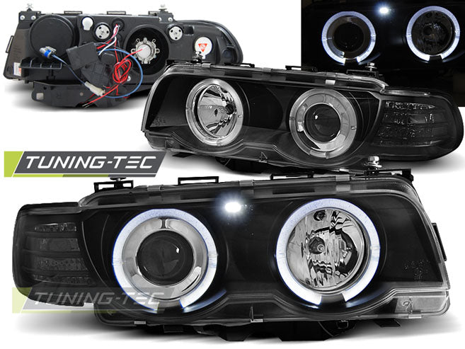 Tuning-Tec Xenon CCFL Angel Eyes Scheinwerfer für BMW 7er E38 98-01 Schwarz