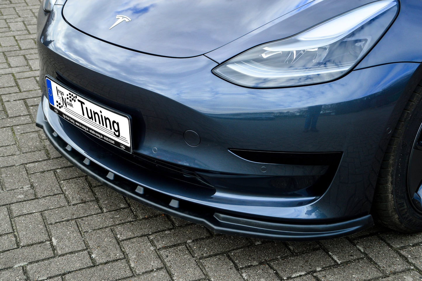 CUP Frontspoilerlippe ABS Tesla Model 3 + Performance Bj.:2017- Schwarz Glanz
