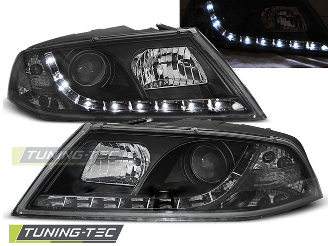 Tuning-Tec LED Tagfahrlicht Scheinwerfer für Skoda Octavia 2 (1Z) 04-08 schwarz