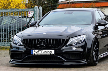 CUP Frontspoilerlippe ABS mit Seitenwing Mercedes Benz C63 AMG W205 Schwarz Matt