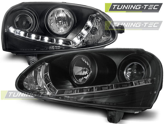 Tuning-Tec LED Tagfahrlicht Scheinwerfer für VW Golf 5 03-09 schwarz