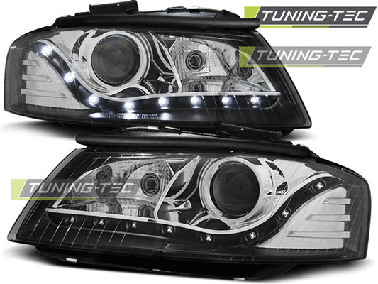 Tuning-Tec LED Tagfahrlicht Scheinwerfer für Audi A3 8P 04-08 schwarz