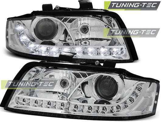 Tuning-Tec LED Tagfahrlicht Scheinwerfer für Audi A4 B6 00-04 chrom