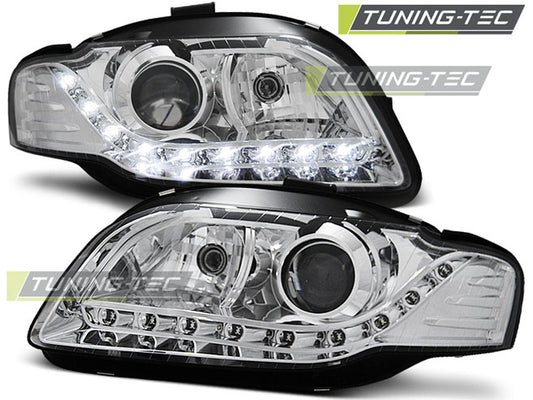 Tuning-Tec LED Tagfahrlicht Scheinwerfer für Audi A4 B7 05-08 chrom