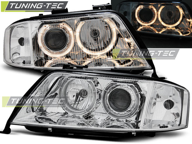 Tuning-Tec LED Angel Eyes Scheinwerfer für Audi A6 4B 97-01 chrom