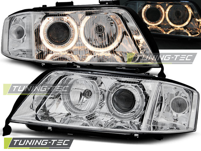 Tuning-Tec LED Angel Eyes Scheinwerfer für Audi A6 4B 97-01 chrom