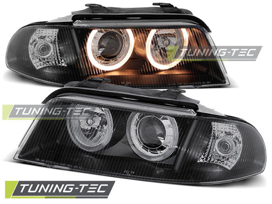 Tuning-Tec Angel Eyes Scheinwerfer für Audi A4 B5 Facelift 99-00 schwarz
