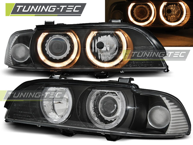 Tuning-Tec Xenon LED Angel Eyes Scheinwerfer für BMW 5er E39 Facelift 99-03 schwarz
