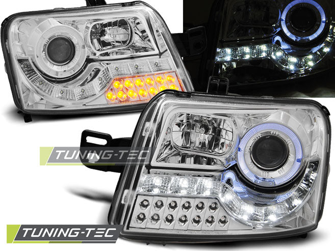 Tuning-Tec LED Tagfahrlicht Scheinwerfer für Fiat Panda 03-12 chrom mit LED Blinker