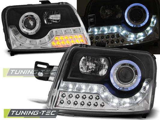 Tuning-Tec LED Tagfahrlicht Scheinwerfer für Fiat Panda 03-12 schwarz mit LED Blinker