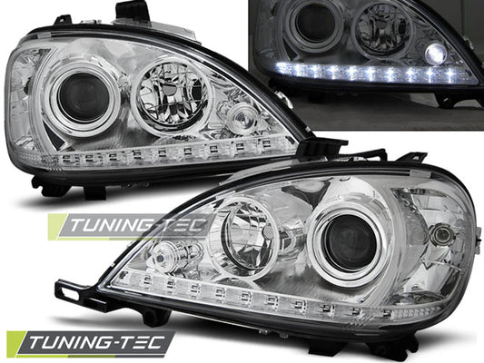 Tuning-Tec LED Tagfahrlicht Scheinwerfer für Mercedes Benz ML W163 98-01 chrom