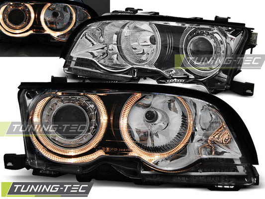 Tuning-Tec LED Angel Eyes Scheinwerfer für BMW 3er E46 Coupe / Cabrio 01-03 chrom Set