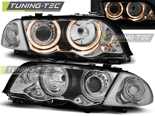 Tuning-Tec Angel Eyes Scheinwerfer für BMW 3er E46 98-01 chrom Set