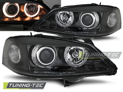 Tuning-Tec Angel Eyes Scheinwerfer für Opel Astra G 98-04 schwarz