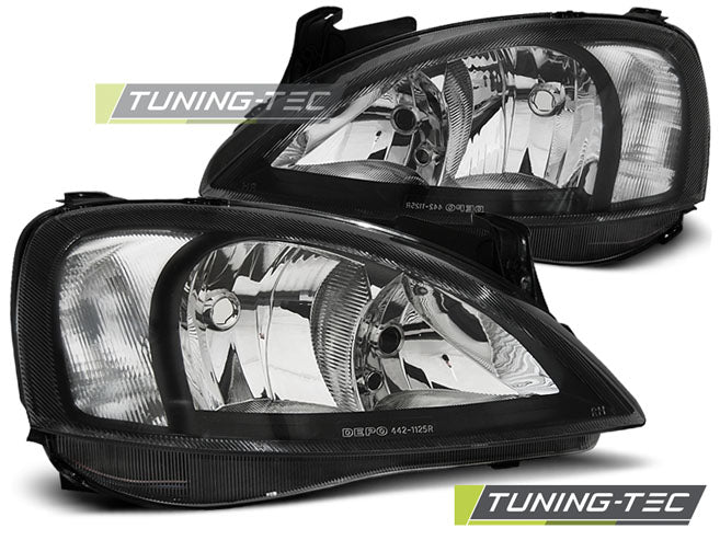 Tuning-Tec Klarglas Scheinwerfer für Opel Corsa C 00-06 schwarz