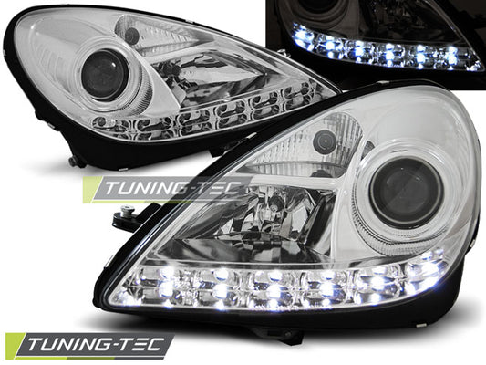 Tuning-Tec LED Tagfahrlicht Scheinwerfer für Mercedes Benz SLK R171 04-11 chrom