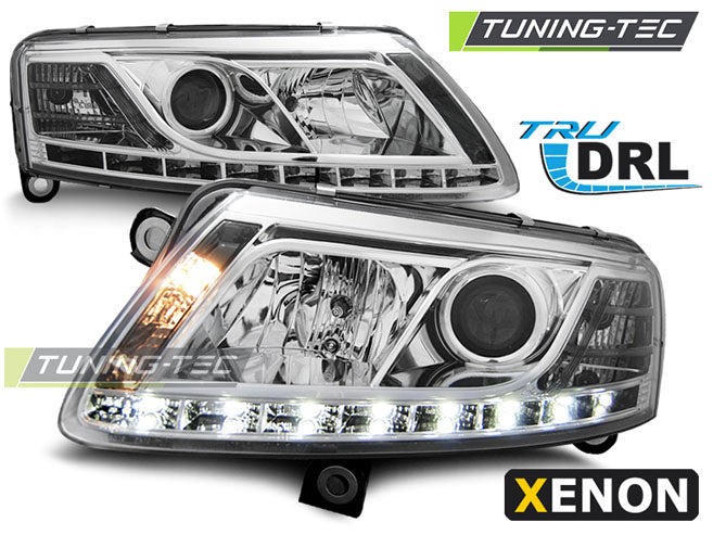 Tuning-Tec Xenon LED Tagfahrlicht Scheinwerfer für Audi A6 C6 (4F) 04-08 chrom