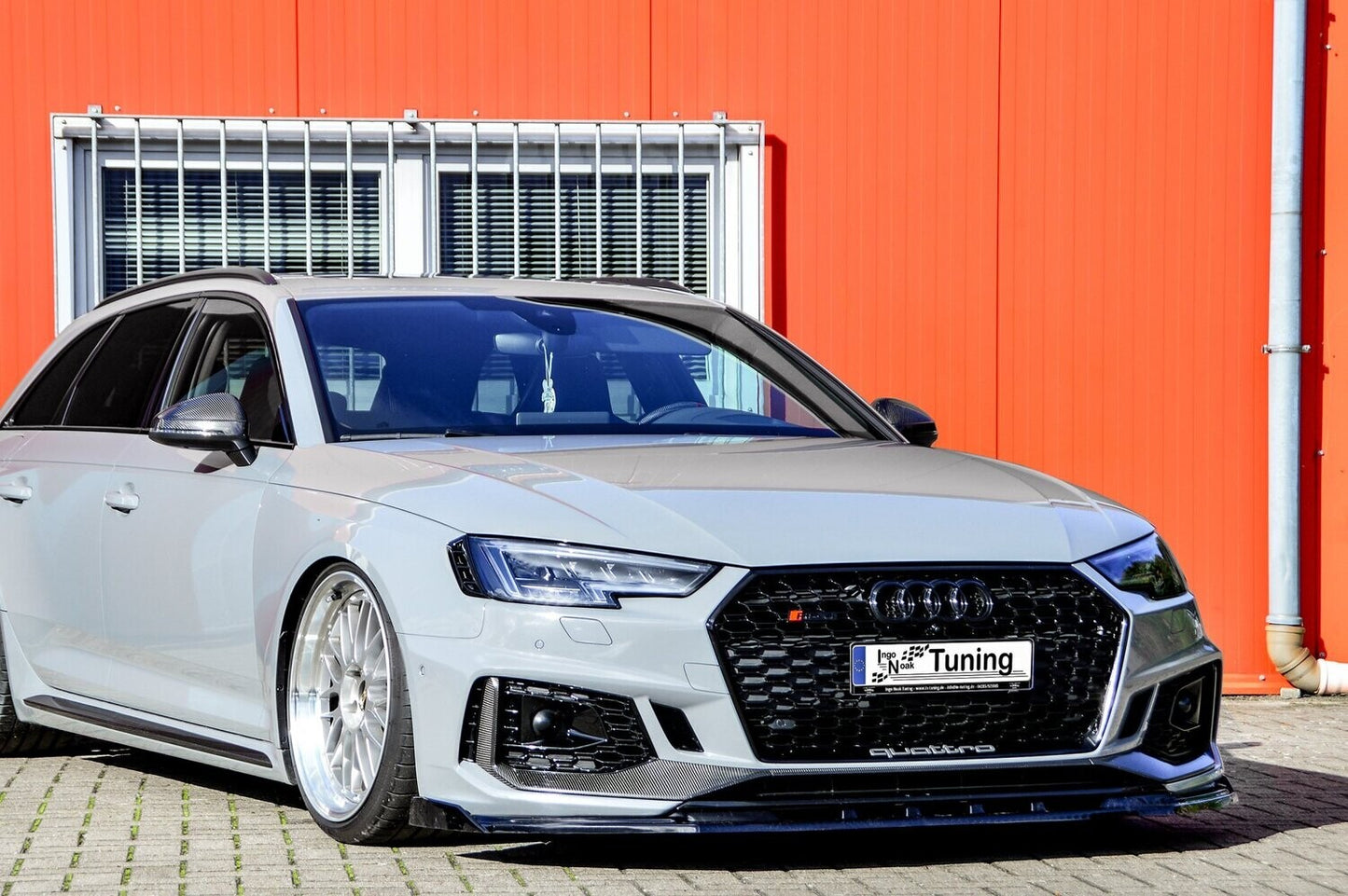 CUP Frontspoilerlippe ABS mit Seitenwing Audi RS4, B9, Avant Schwarz Glanz