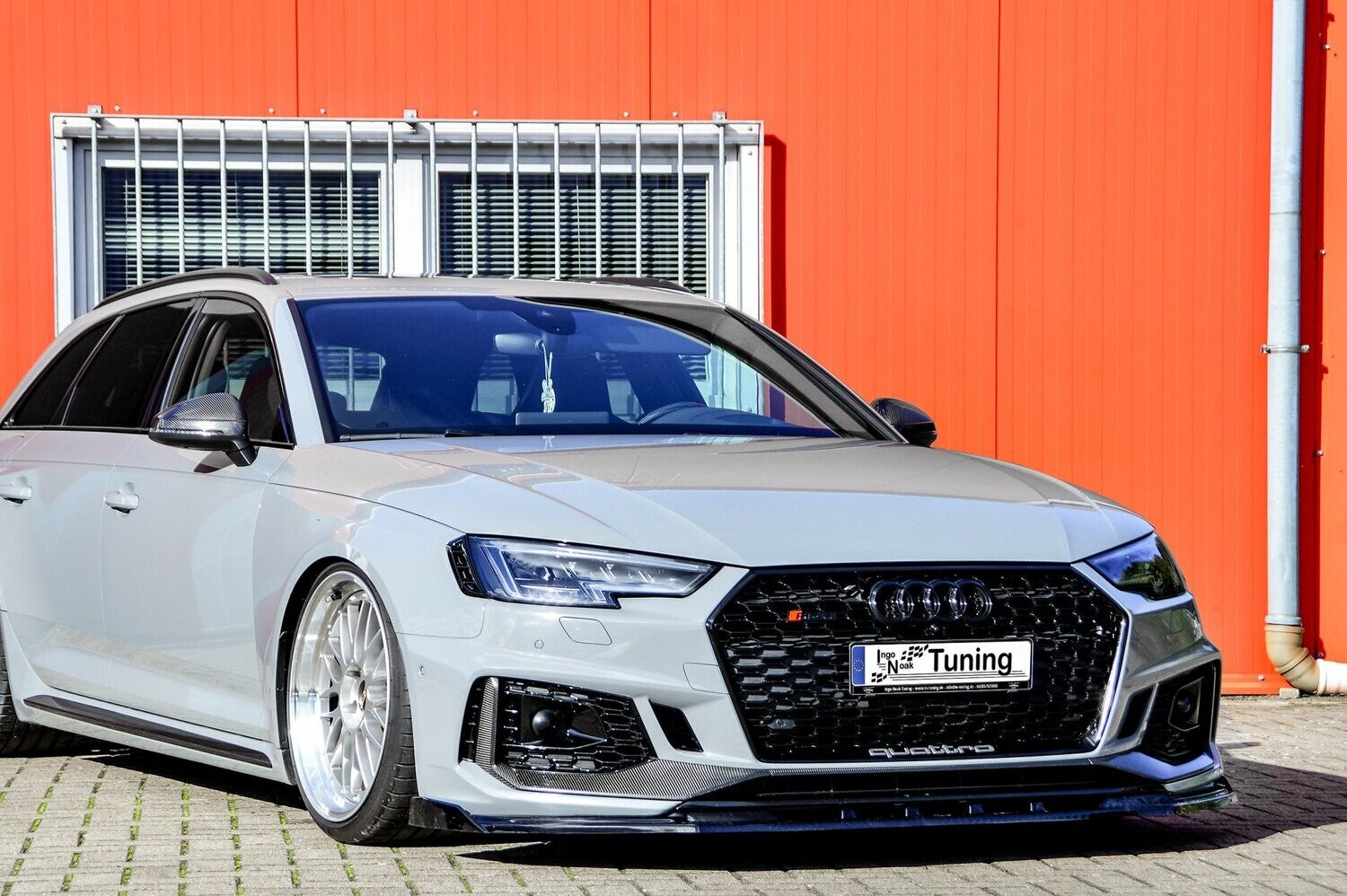 CUP Frontspoilerlippe ABS mit Seitenwing Audi RS4, B9, Avant Schwarz Glanz