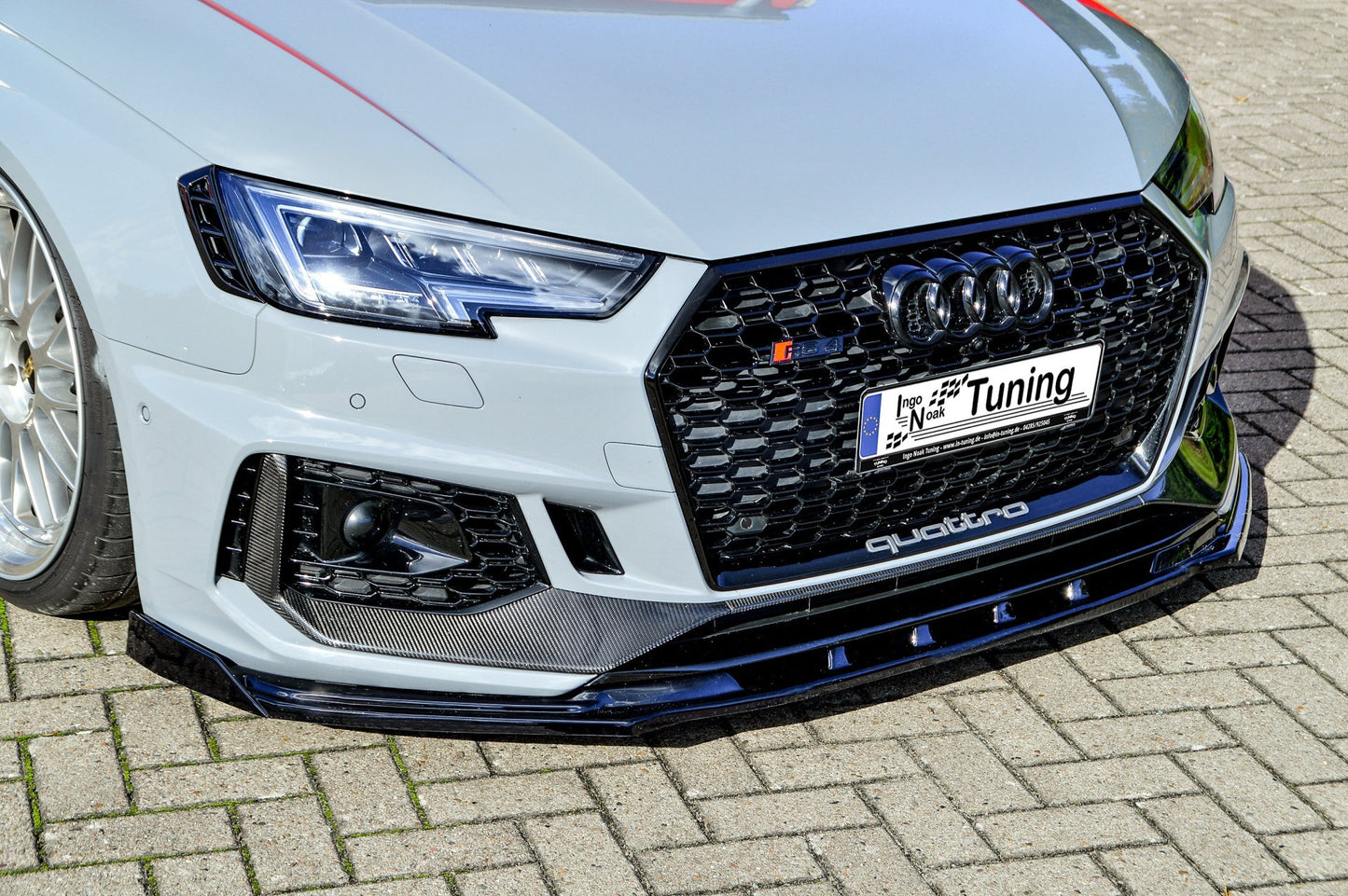 CUP Frontspoilerlippe ABS mit Seitenwing Audi RS4, B9, Avant Schwarz Glanz