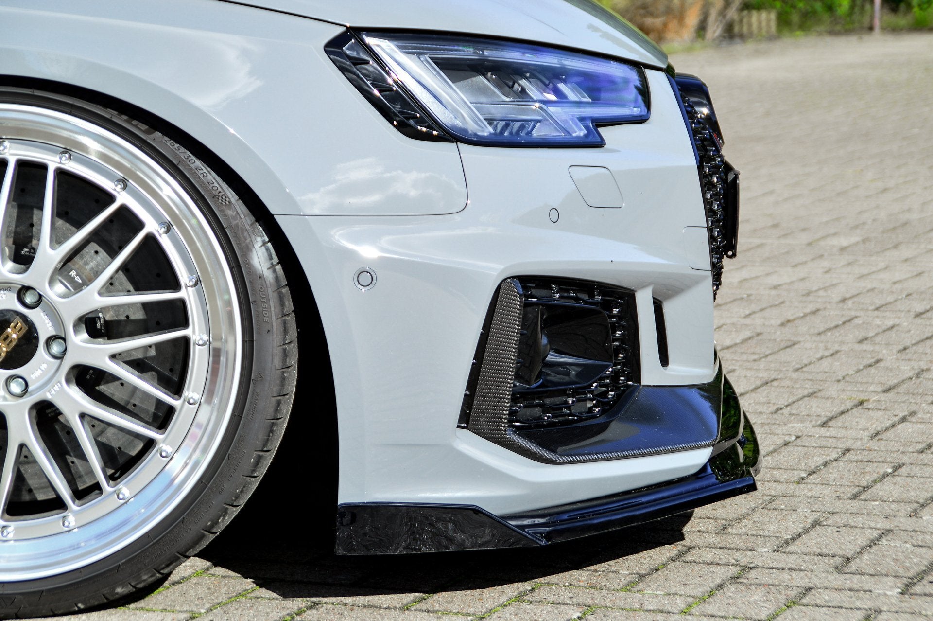 CUP Frontspoilerlippe ABS mit Seitenwing Audi RS4, B9, Avant Schwarz Glanz