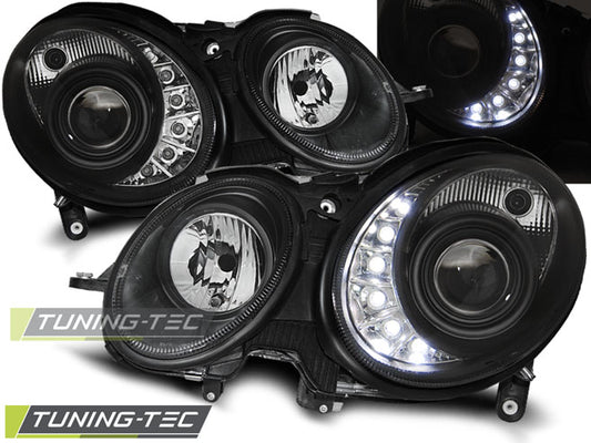 Tuning-Tec LED Tagfahrlicht Scheinwerfer für Mercedes Benz E-Klasse W211 02-06 schwarz