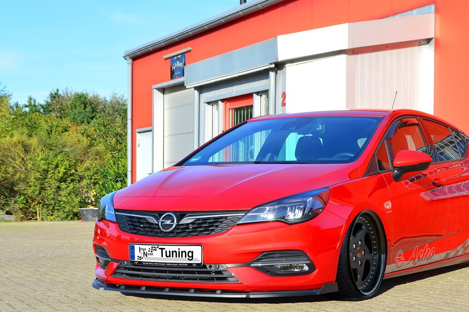 CUP Frontspoilerlippe ABS mit Seitenwing Opel Astra K, Schrägheck Schwarz Glanz