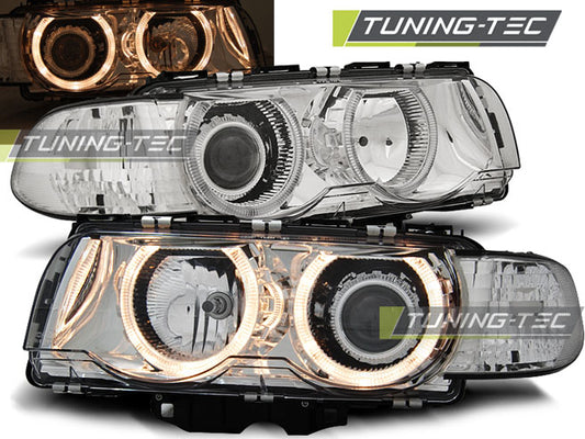 Tuning-Tec Angel Eyes Scheinwerfer für BMW 7er E38 Facelift 98-01 chrom
