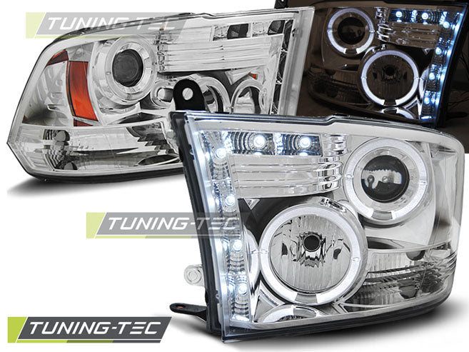 Tuning-Tec LED Angel Eyes Scheinwerfer für Dodge RAM 09-18 chrom