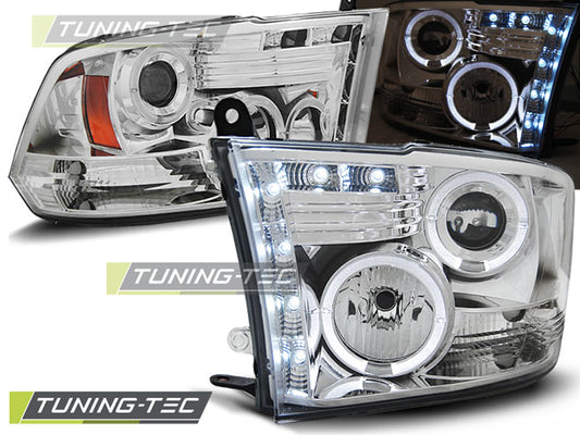 Tuning-Tec LED Angel Eyes Scheinwerfer für Dodge RAM 09-18 chrom