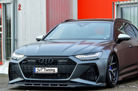 CUP Frontspoilerlippe ABS mit Seitenwing Audi RS6, Typ C8 4K Schwarz Matt