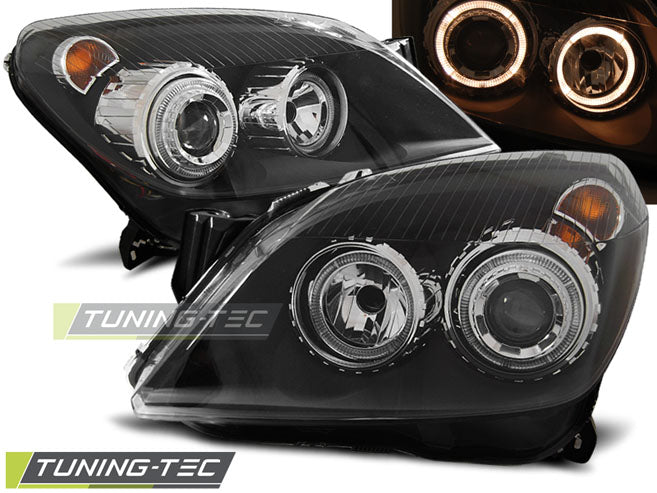 Tuning-Tec Angel Eyes Scheinwerfer für Opel Astra H 04-09 schwarz
